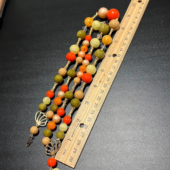 Vintage Double Strand Autumn Colors and Gold Accent Bead Necklace - Picture 7 of 16